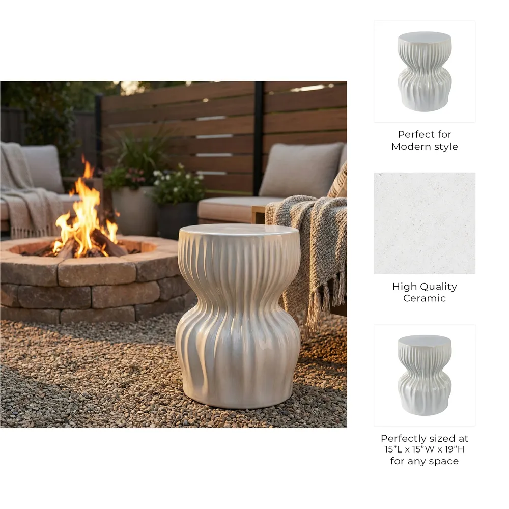 LEONAMILL WHITE GARDEN STOOL 19 (IN)