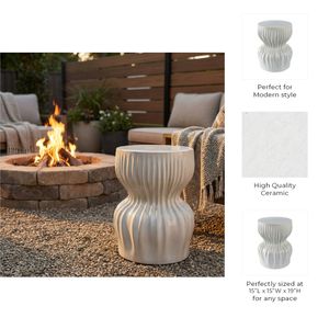 LEONAMILL WHITE GARDEN STOOL 19 (IN) 10