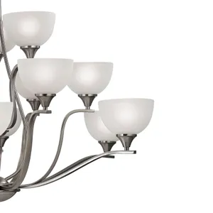 Bristol Lane 45'' Wide 15-Light Chandelier - Brushed Nickel with White Glass 4