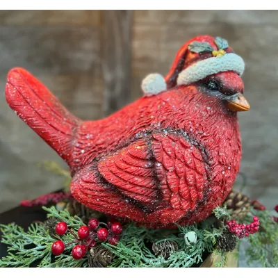 Nesting Christmas Resin Cardinal 11in