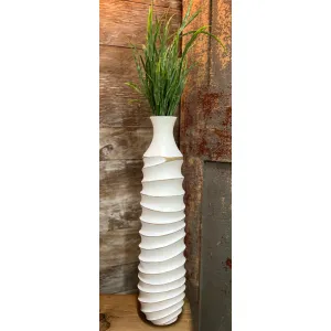 White Ribbed Vase 24in 1