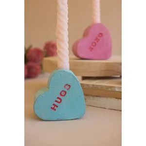 Set of 3 Clay Conversation Heart Candle Holders 3