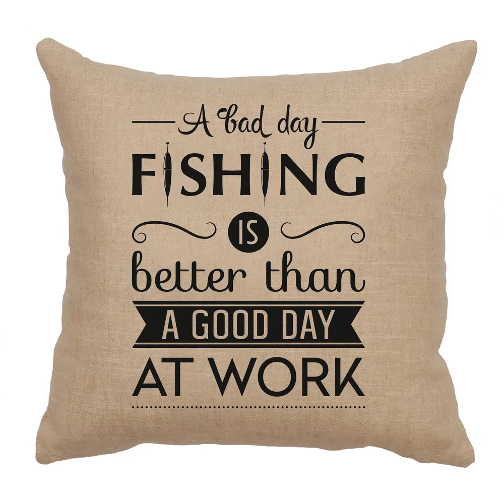 Image Pillow - Fishing Day - Linen Natural