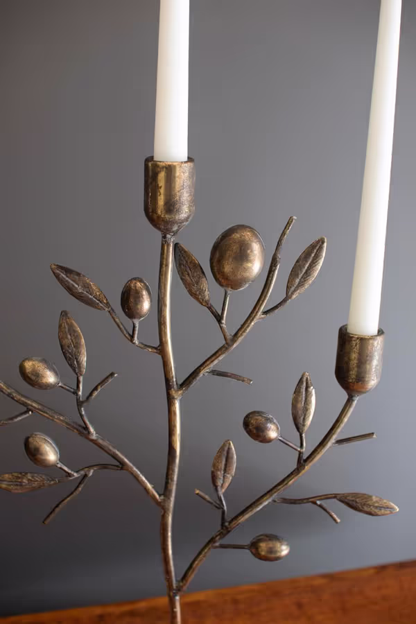 Antique Brass Fruit Tree Taper Candelabra