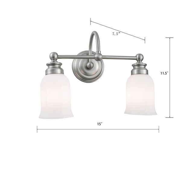 Emilia 15'' Wide 2-Light Vanity Light - Brushed Nickel