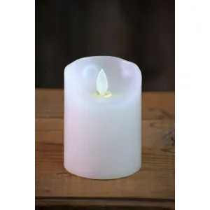 White Timered Moving Flame LED Candle 3x4in 2