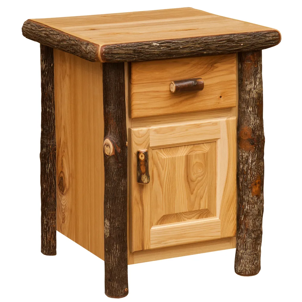 Hickory Log Enclosed End Table - Natural