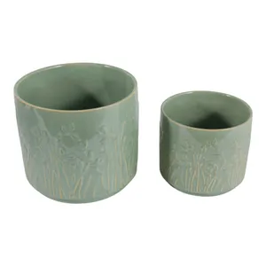 DANEBY SET OF 2 GREEN PLANTER 7 (IN) 5