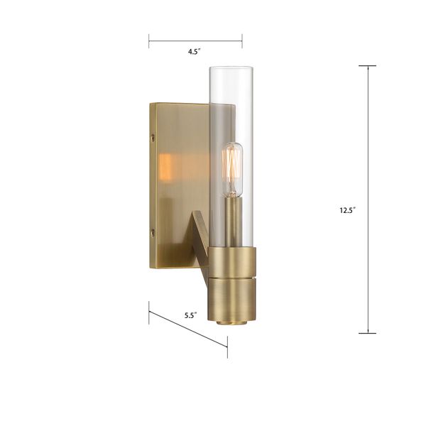 Rohe 12.5'' High 1-Light Sconce - Aged Brass