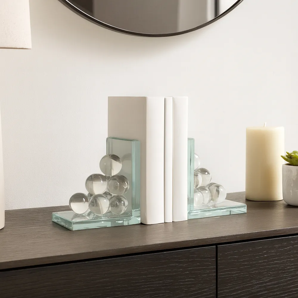 TANNER SET OF 2 CLEAR BOOKENDS 6 (IN)