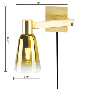 Audrey 10'' High 1-Light Swingarm Sconce - Satin Brass 2
