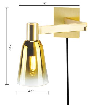 Audrey 10″ High 1-Light Swingarm Sconce - Satin Brass
