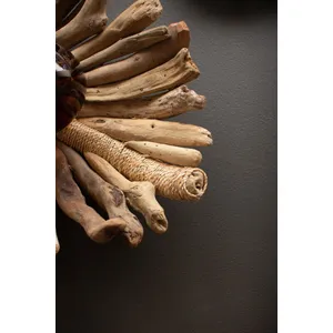 Set of 2 Driftwood Leaf Trays with Abaca Detail 5