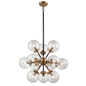 Boudreaux 25'' Wide 12-Light Chandelier - Matte Black with Antique Gold 1