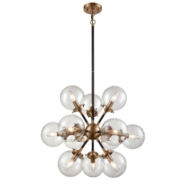 Boudreaux 25'' Wide 12-Light Chandelier - Matte Black with Antique Gold