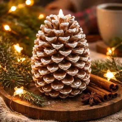 Pine Cone Moving Flame LED Candle 5x6.5in