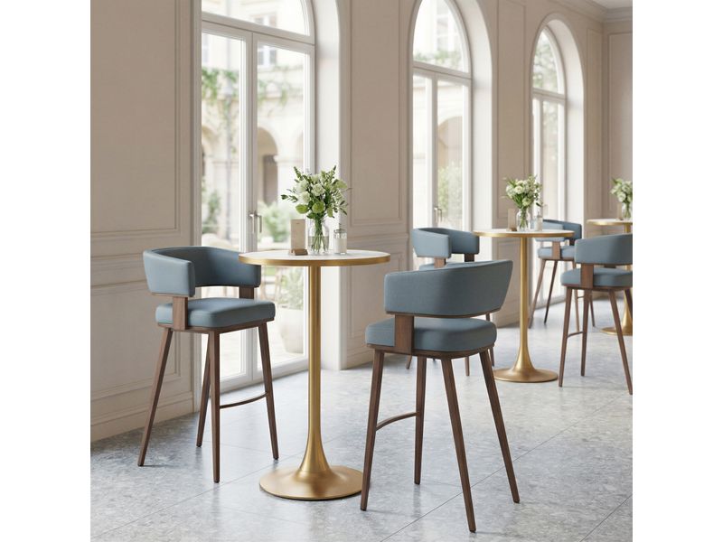 Poise Barstool Azure Gray & Walnut 2