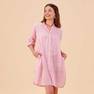 Sardina Pink Cotton Button Down Beach Tunic 3