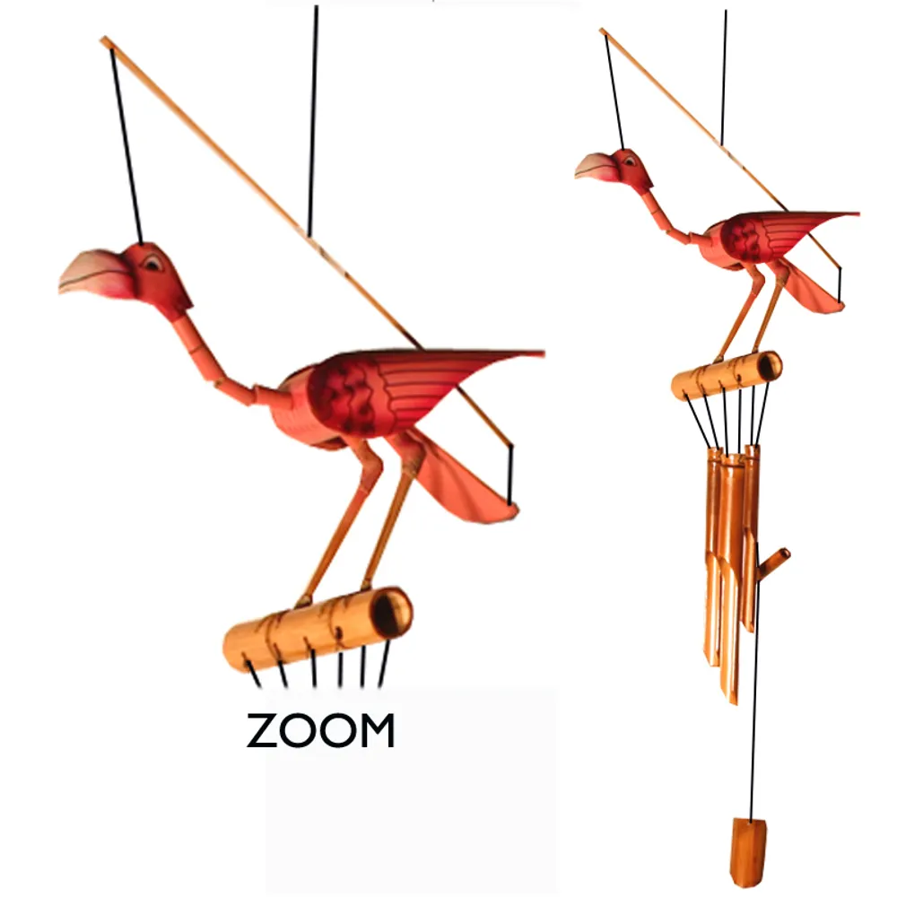 31" CARVED FLAMINGO WINDCHIME