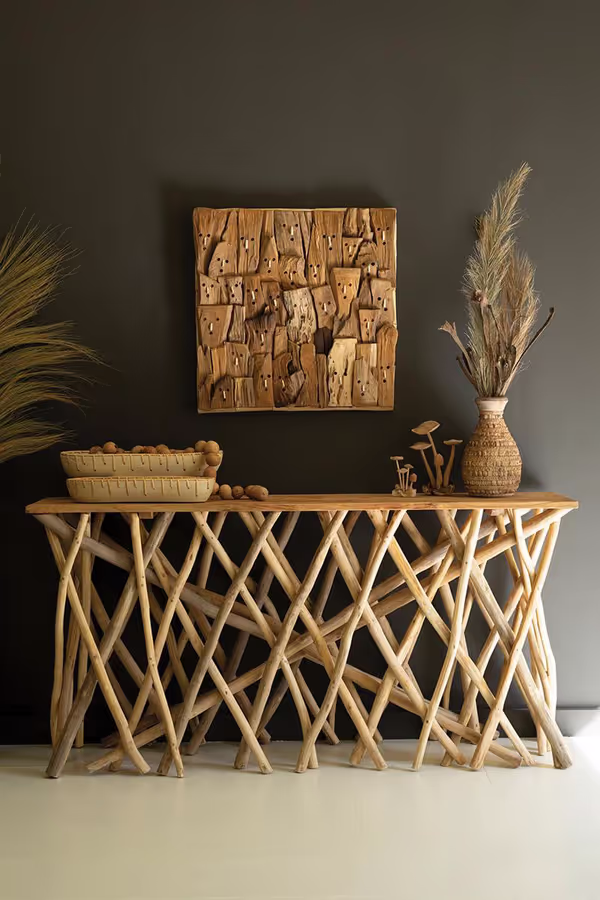 Repurposed Teakwood Branches Console Table