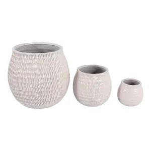 HILTONCLIFF SET OF 3 IVORY PLANTER 10 (IN) 4