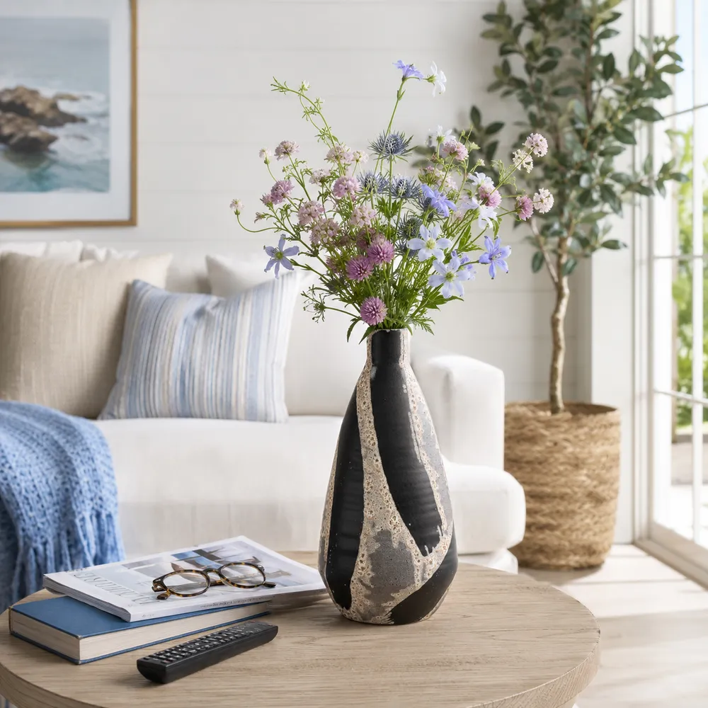 ELM BLACK VASE 16 (IN)