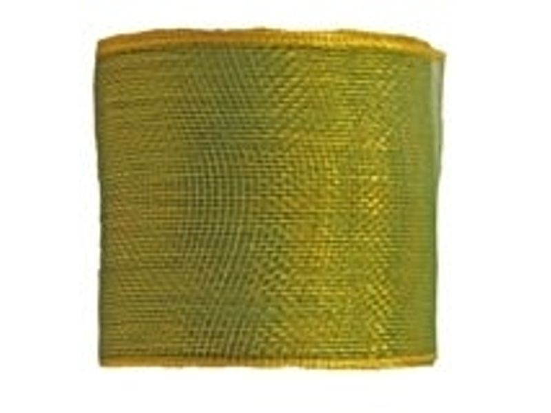 5.9" x 25yds Mesh, Moss Green & Gold 1