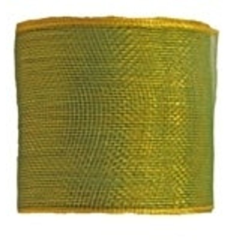 5.9" x 25yds Mesh, Moss Green & Gold