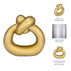METAL,11"H,BROAD KNOT RING SCULPTURE,GOLD 9