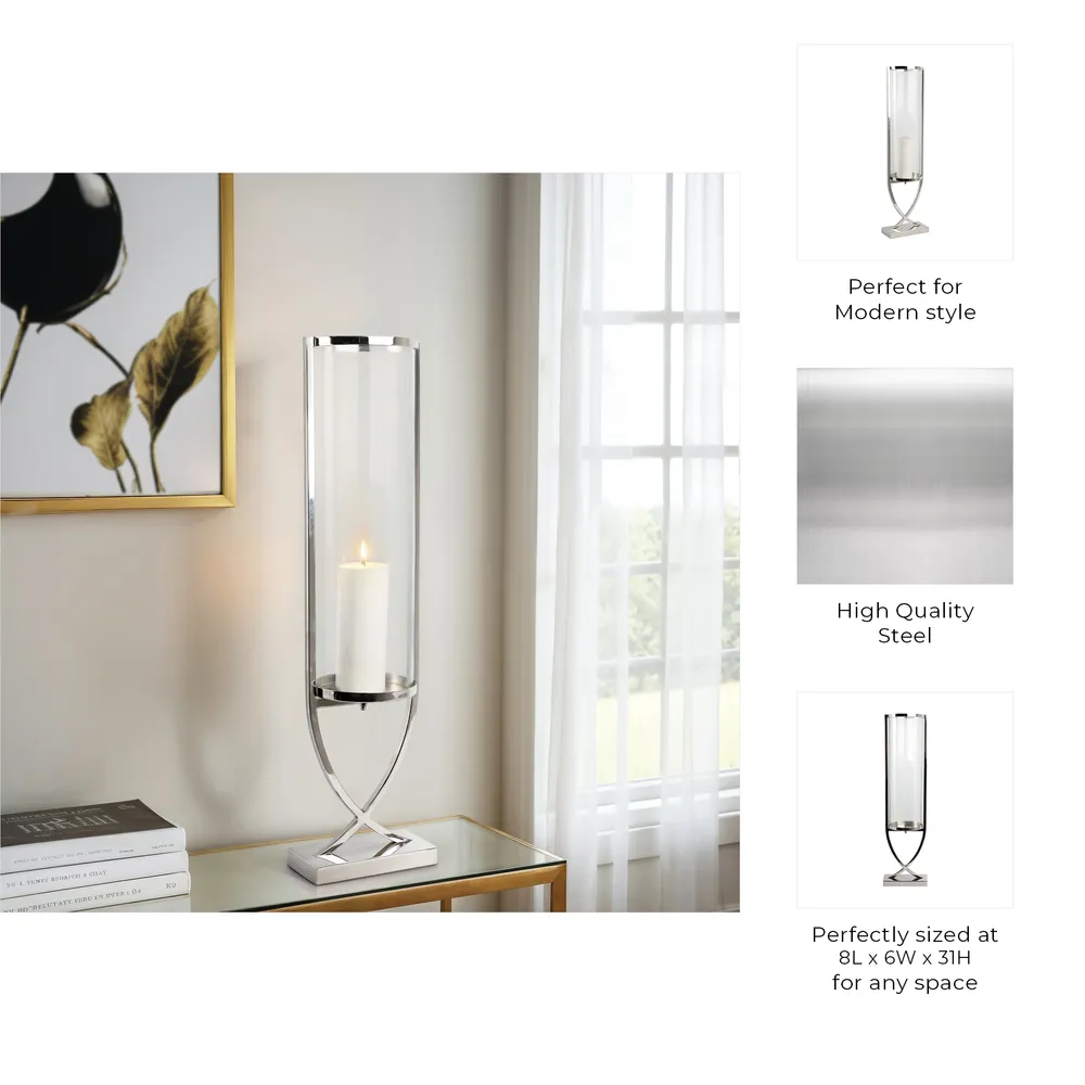 OLIVERHAVEN SILVER CANDLE HOLDER 31 (IN)