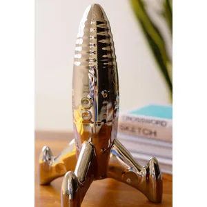 Silver Ceramic Rocket Sculpture 2
