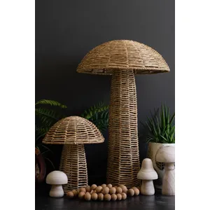 Set of 4 Woven Seagrass Mushrooms 2