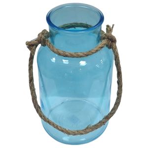 10" BLUE JAR WITH ROPE HANDLE 1