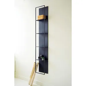 Tall Black Metal Four-Tiered Wall Shelf 1