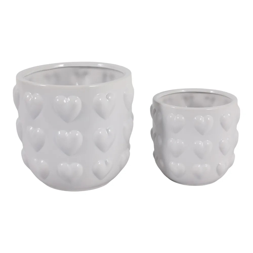 DRAPEROAK SET OF 2 WHITE PLANTER 7 (IN)