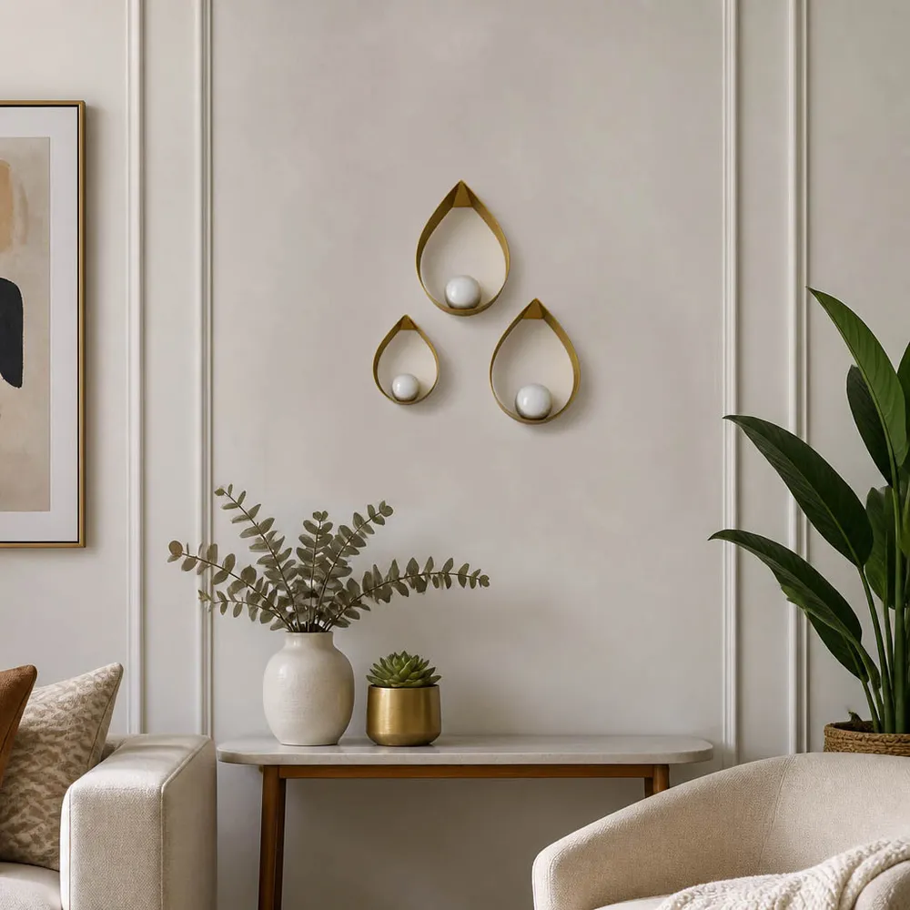 HARDENBROOK SET OF 3 GOLD WALL SCULPTURES 14 (IN)