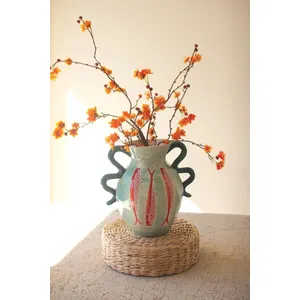 Colorful Ceramic Fish Vase with Squiggle Handles 1
