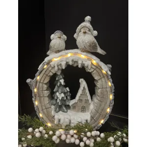 Lighted Resin Oval with Birds 13x5x17in 1