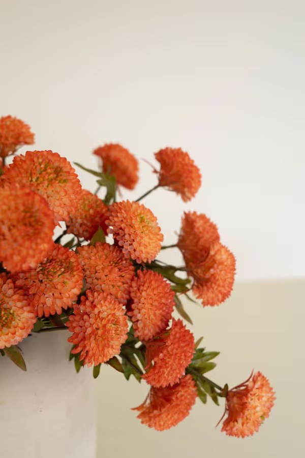 Bundle of 7 Artificial Orange Ball Dahlias