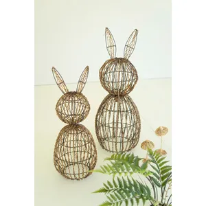 Set of 2 Twig and Iron Rabbits 2