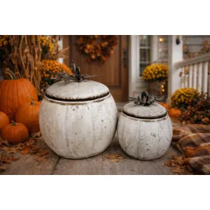 Metal Pumpkins Set of 2 L - 14x11in S - 10x9in 1