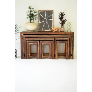 Set of 9 Recycled Wood Display Tables 3