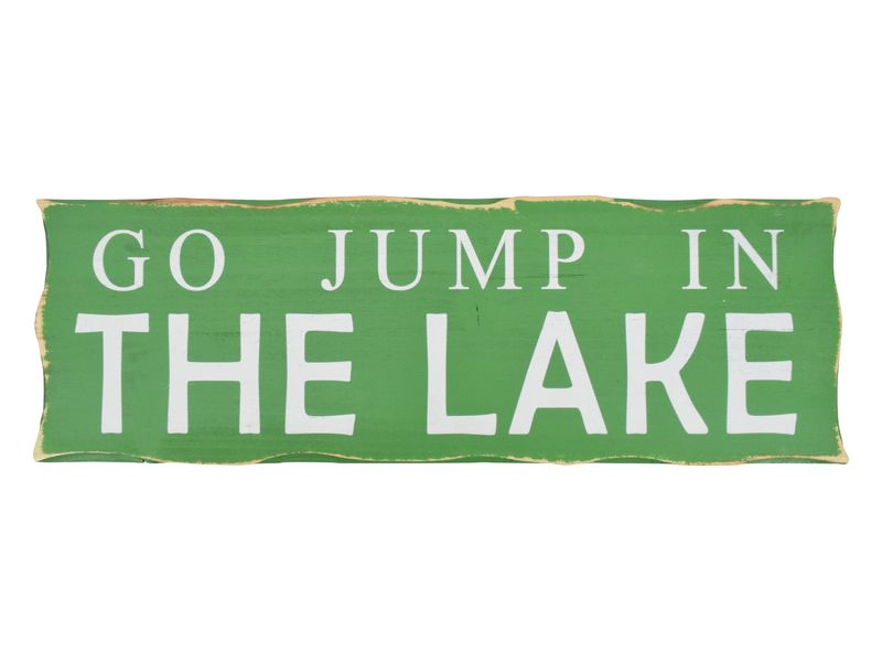 7.9" x 23.6" Jump in the Lake Wooden Wall Sign 1