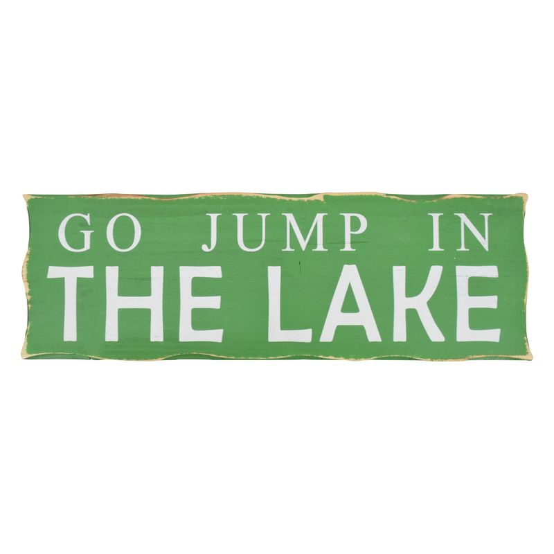 7.9" x 23.6" Jump in the Lake Wooden Wall Sign