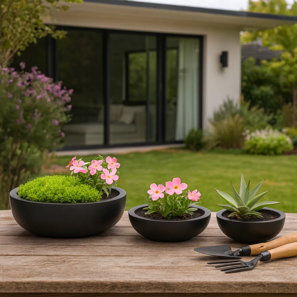 SHAYHOLM SET OF 3 BLACK PLANTER 6 (IN)