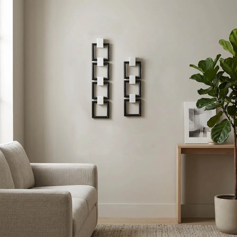 RHEAVIEW SET OF 2 BLACK WALL SCULPTURES 32 (IN)