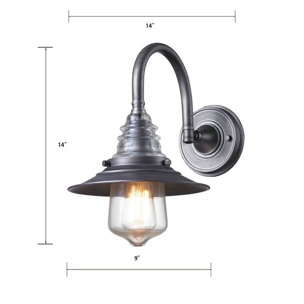 Insulator Glass 14'' High 1-Light Sconce - Weathered Zinc