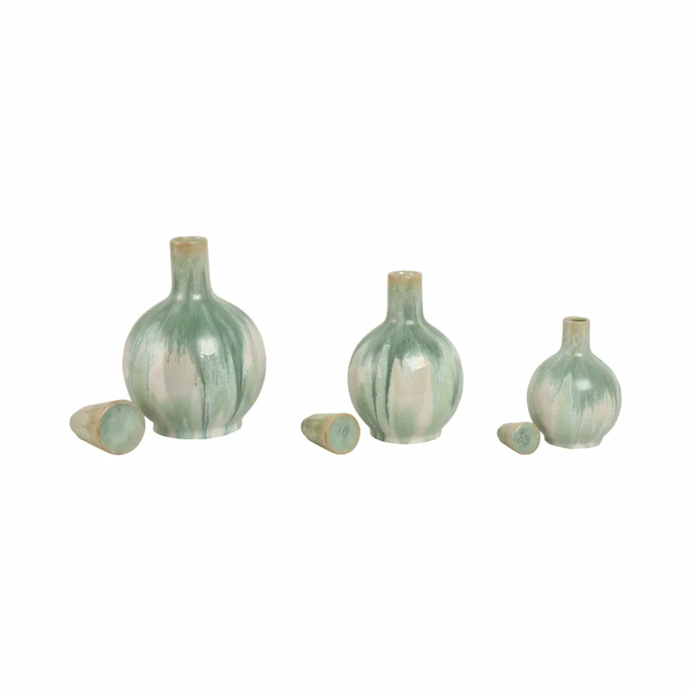 AVAGROVE SET OF 3 GREEN VASES 14 (IN)
