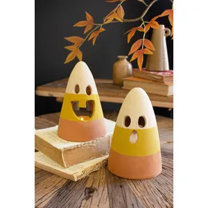 Set of 2 Clay Candy Corn Lanterns 1