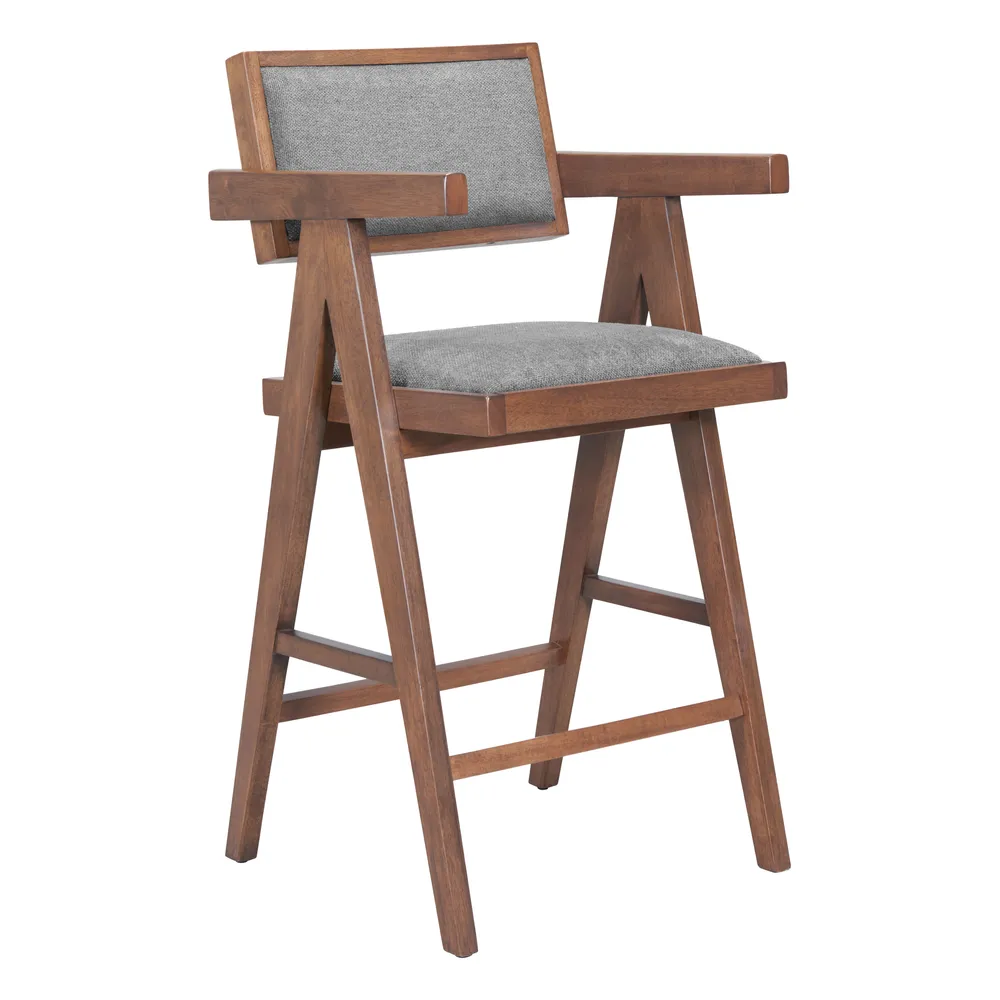 Delhi Counter Stool Gray & Walnut